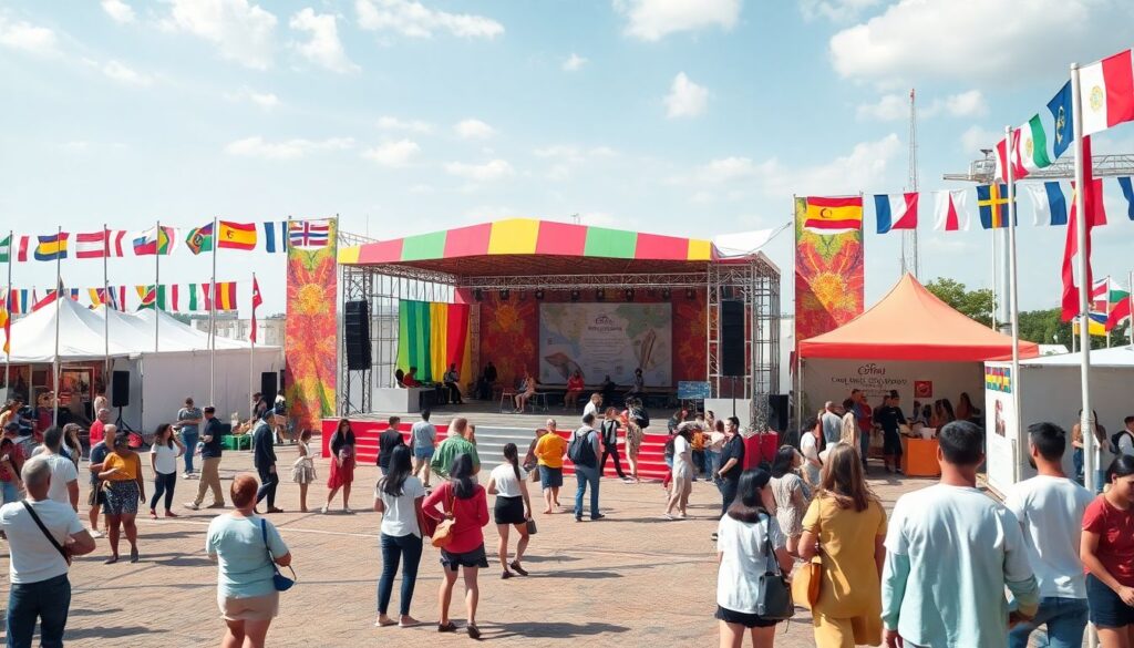 Кросс-культурные события: фестивали и международные обмены - иллюстрация